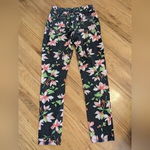 Cotton On Floral Straight Leg Jeans - Black and Pink, Retro look jeans.